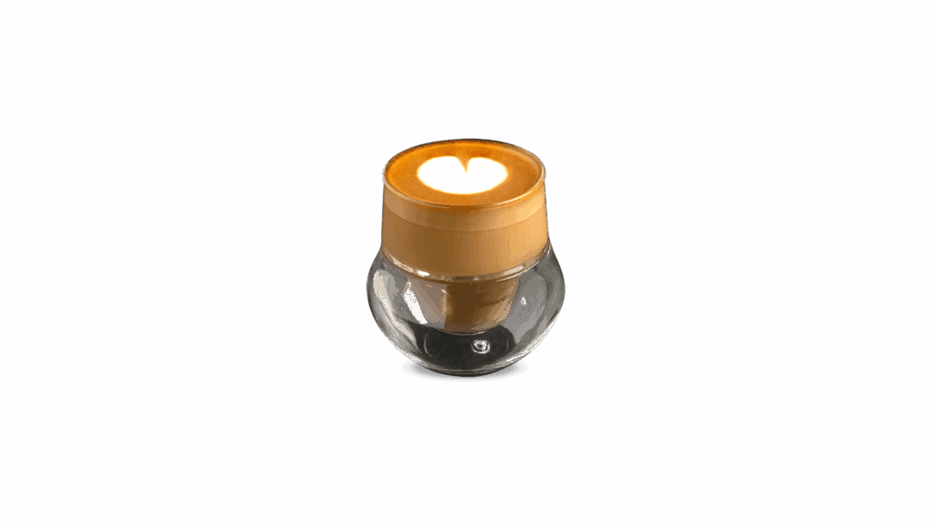 PICCOLO LATTE at DAVIN CAFE coffee shop Bangkok, a small strong latte with smooth milk balance and heart latte art, premium coffee experience for specialty coffee lovers