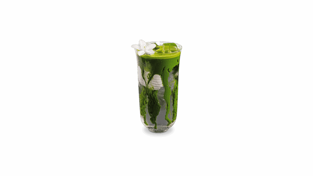 เมนู REAL COCONUT MATCHA จาก DAVIN CAFE มัทฉะมะพร้าวแท้ เสิร์ฟแบบเย็น พร้อมเนื้อมะพร้าวและเลเยอร์มัทฉะสีเขียวเข้ม สดชื่น หอมธรรมชาติ เหมาะสำหรับสายมัทฉะในคาเฟ่พรีเมียม