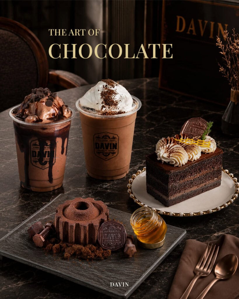 Signature Chocolate Collection ที่ DAVIN CAFE รวมเมนูช็อกโกแลตพรีเมียม ทั้งเครื่องดื่มช็อกโกแลต เค้กช็อกโกแลต และขนมโฮมเมดคุณภาพสูง มอบประสบการณ์สำหรับคนรักช็อกโกแลตในกรุงเทพ