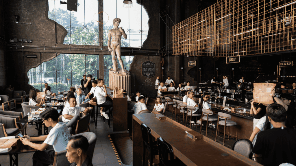 Event venue interior at DAVIN CAFE Bangkok with spacious seating and European-inspired design for private and corporate events