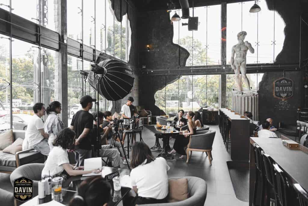 DAVIN CAFE Bangkok used as a filming and production venue with professional lighting and camera setup
