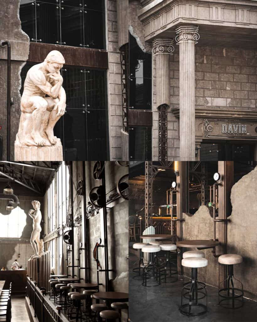 Photogenic cafe in Ramintra at DAVIN CAFE featuring European-inspired architecture, artistic interior details, and a unique cafe atmosphere